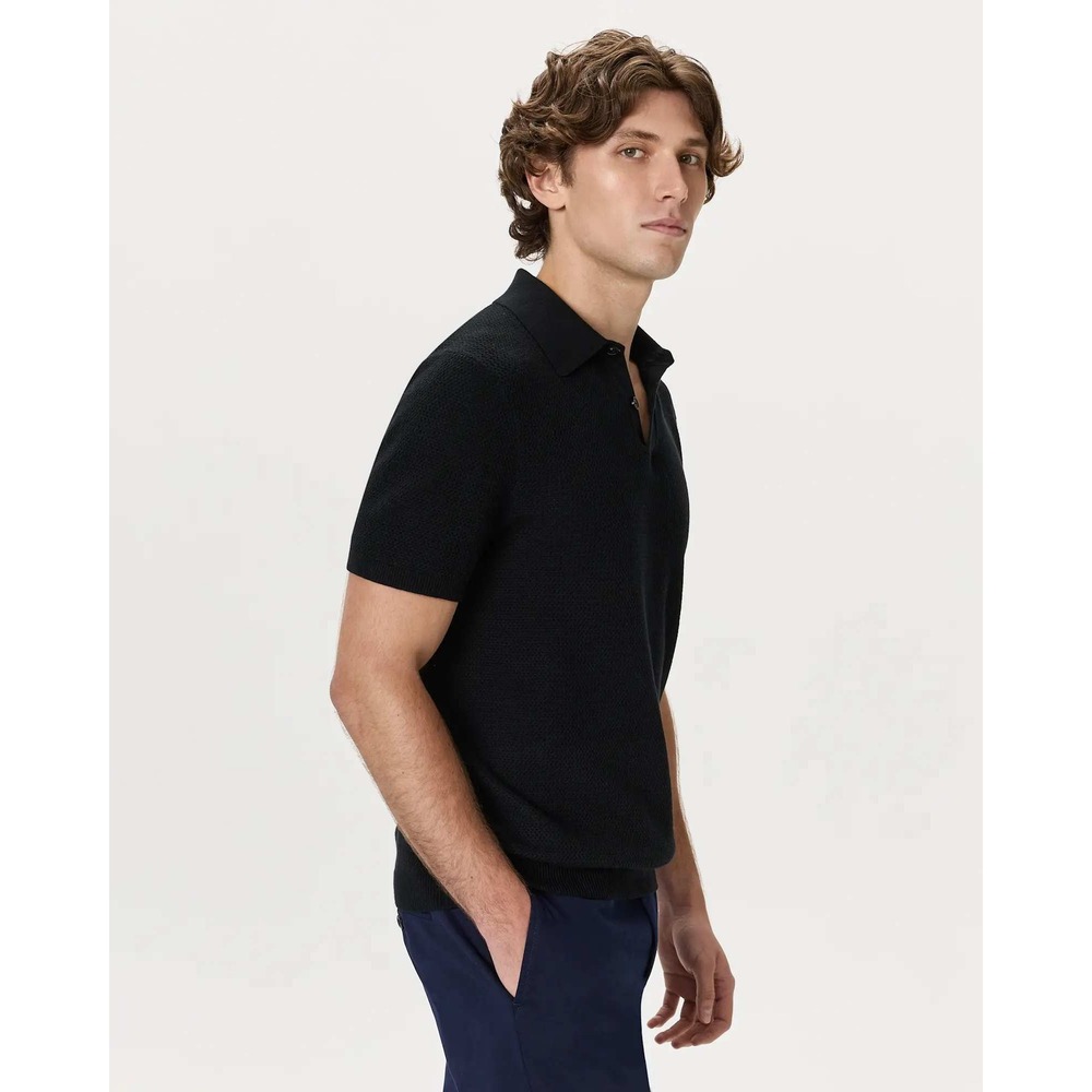 Quince Organic Cotton Mesh Stitch Sweater Polo Black XXL NWT Mens - Picture 3 of 6